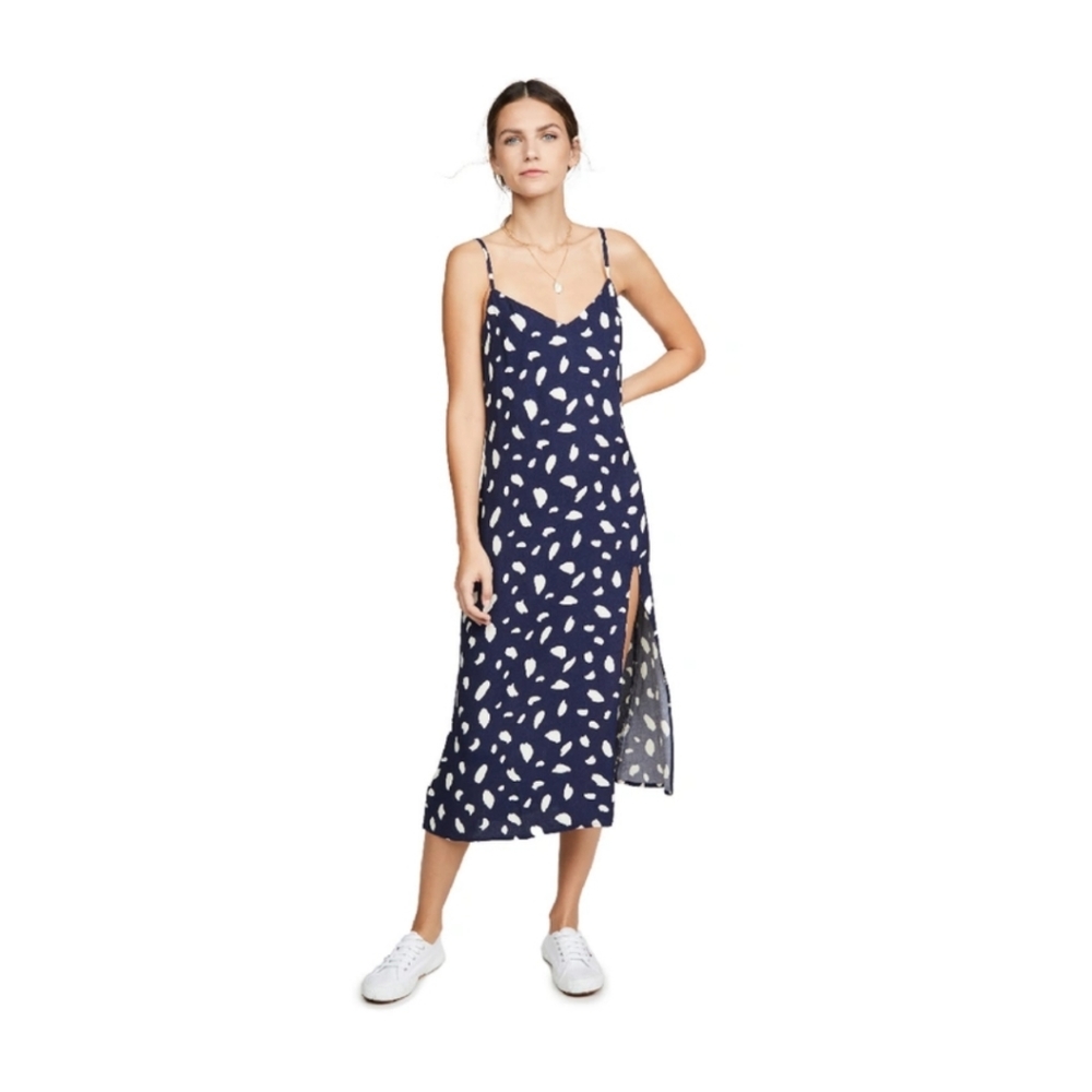 Reformation Blue Splatter Print Crimini Dress, Size 0